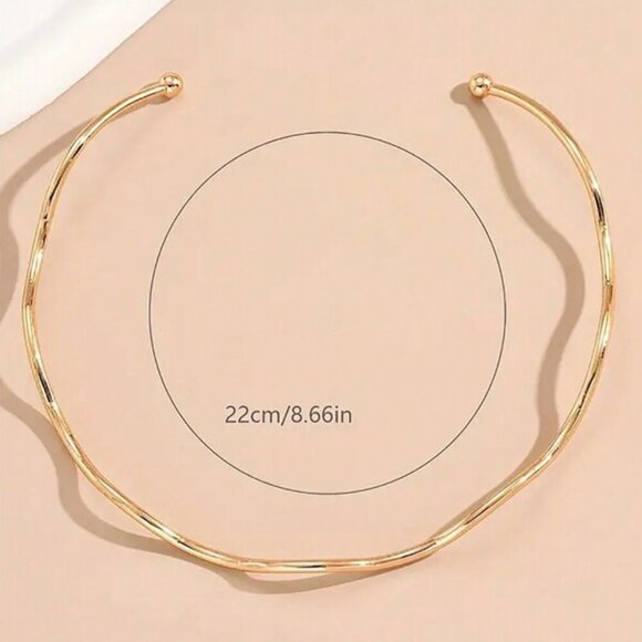 18K Gold Filled Wave Choker Necklace | 22cm (8.66") - Picture 2 of 3